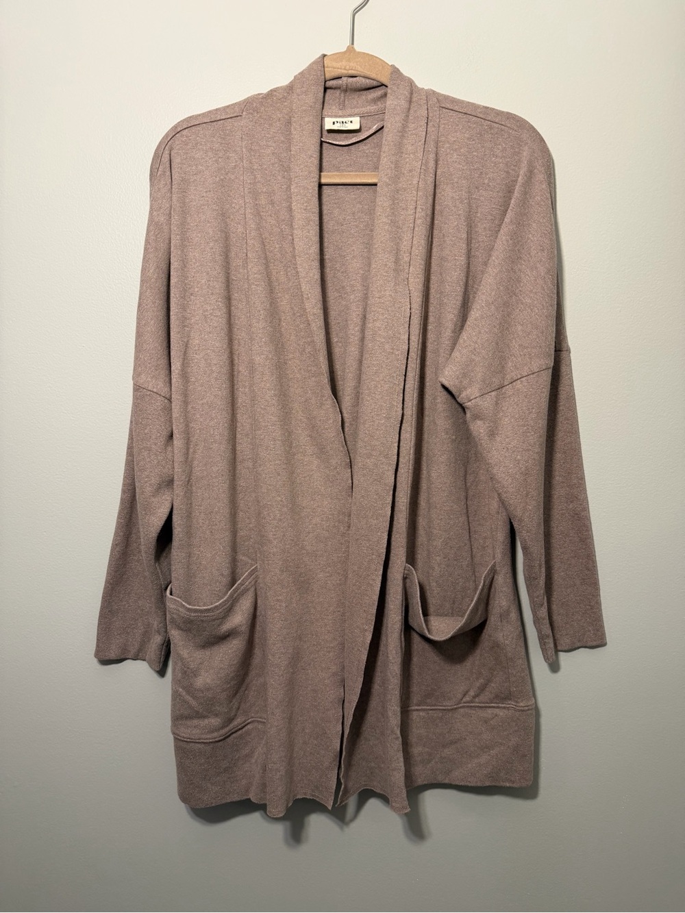 Pact Airplane Wrap Cardigan in Deep Taupe Heather